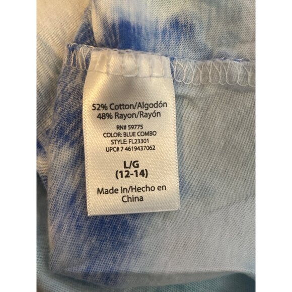 Faded Glory Womens Blue Tie-Dye Tunic Top L/G (12-14) Cotton & Rayon Blend Light - Picture 4 of 5